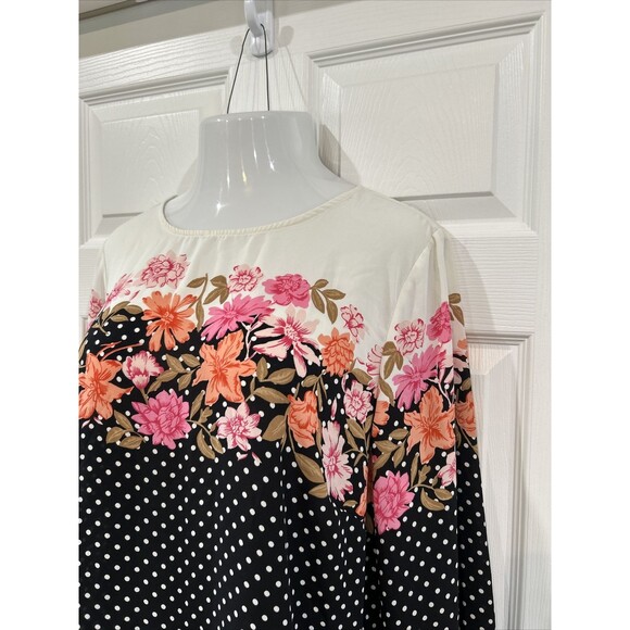 Talbots Floral & Polka Dot Chiffon Career Wear Blouse Tunic Top Plus Size 2X - Picture 3 of 11